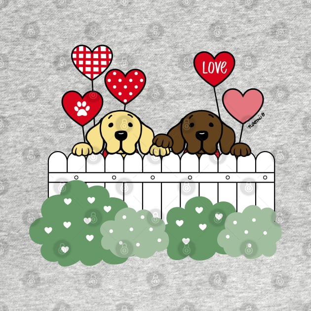 Two Labradors Watching Heart Balloons YC by HappyLabradors